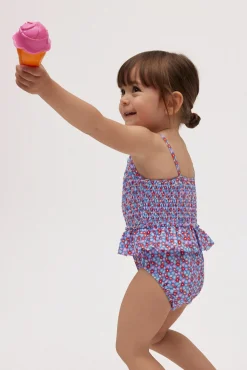 Bañador bebé nido de abeja pequeñas flores