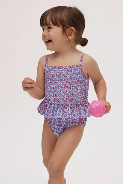 Bañador bebé nido de abeja pequeñas flores