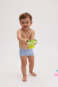 Bañador bóxer bebé rayas azules con textura