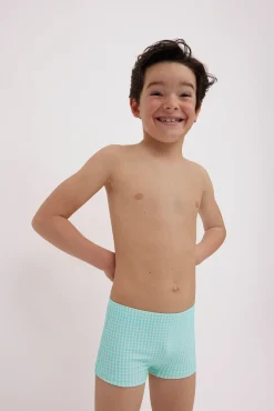 Bañador bóxer niño estampado vichy