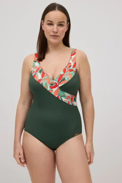 Bañador moldeador micropiqué estampado tropical copa C