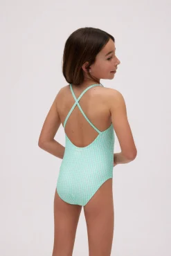 Bañador niña vichy detalle flor