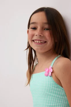 Bañador niña vichy detalle flor