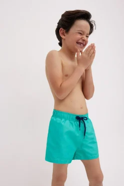 Bañador niño corto liso verde