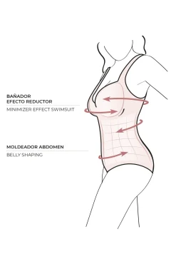 Bañador reductor pecho y abdomen lunares copa C