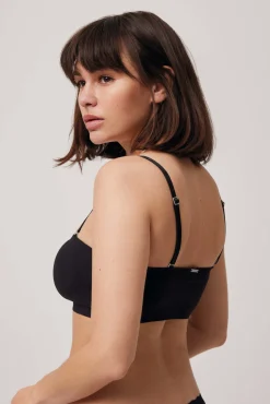 Bandeau con relleno y tirantes removibles negro
