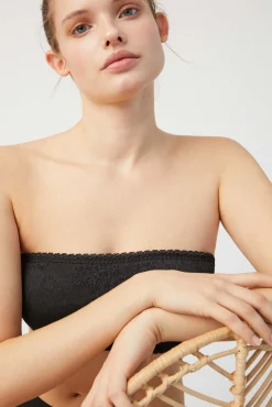 Bandeau sin tirantes-multiposición con encaje negro