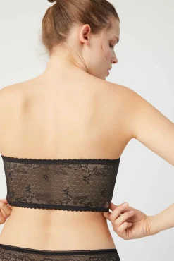 Bandeau sin tirantes-multiposición con encaje negro
