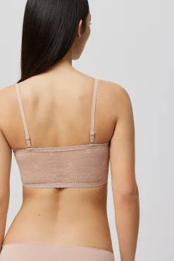 Bandeau sin tirantes-multiposición con encaje nude
