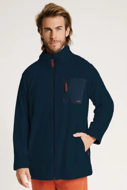 Bata corta hombre cremallera detalle bolsillo marino | MUYDEMI