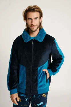 Bata corta hombre detalles borreguito azul | MUYDEMI