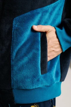 Bata corta hombre detalles borreguito azul | MUYDEMI