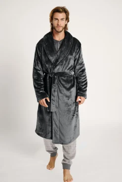 Bata larga hombre cinturón gris | MUYDEMI