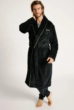 Bata larga hombre cinturón textura rombos | MUYDEMI