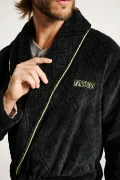 Bata larga hombre cinturón textura rombos | MUYDEMI