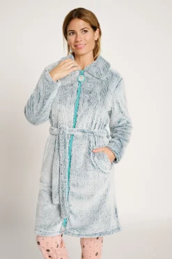 Bata mujer pelo suave con cremallera y cinturón | MUYDEMI