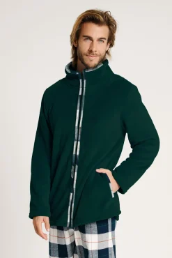 Bata polar hombre cremallera detalle cuadros | MUYDEMI