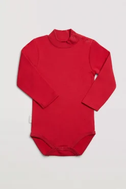 Body bebé básico cuello alto rojo