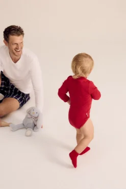 Body bebé básico cuello alto rojo