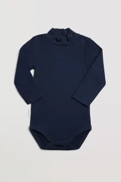 Body bebé básico cuello alto marino