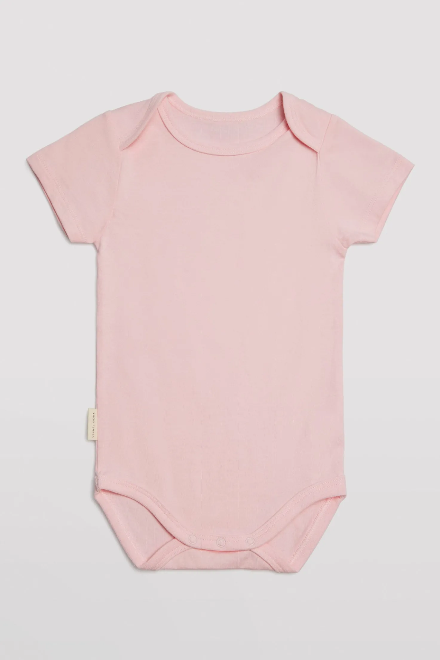 Body bebé básico manga corta solapas rosa