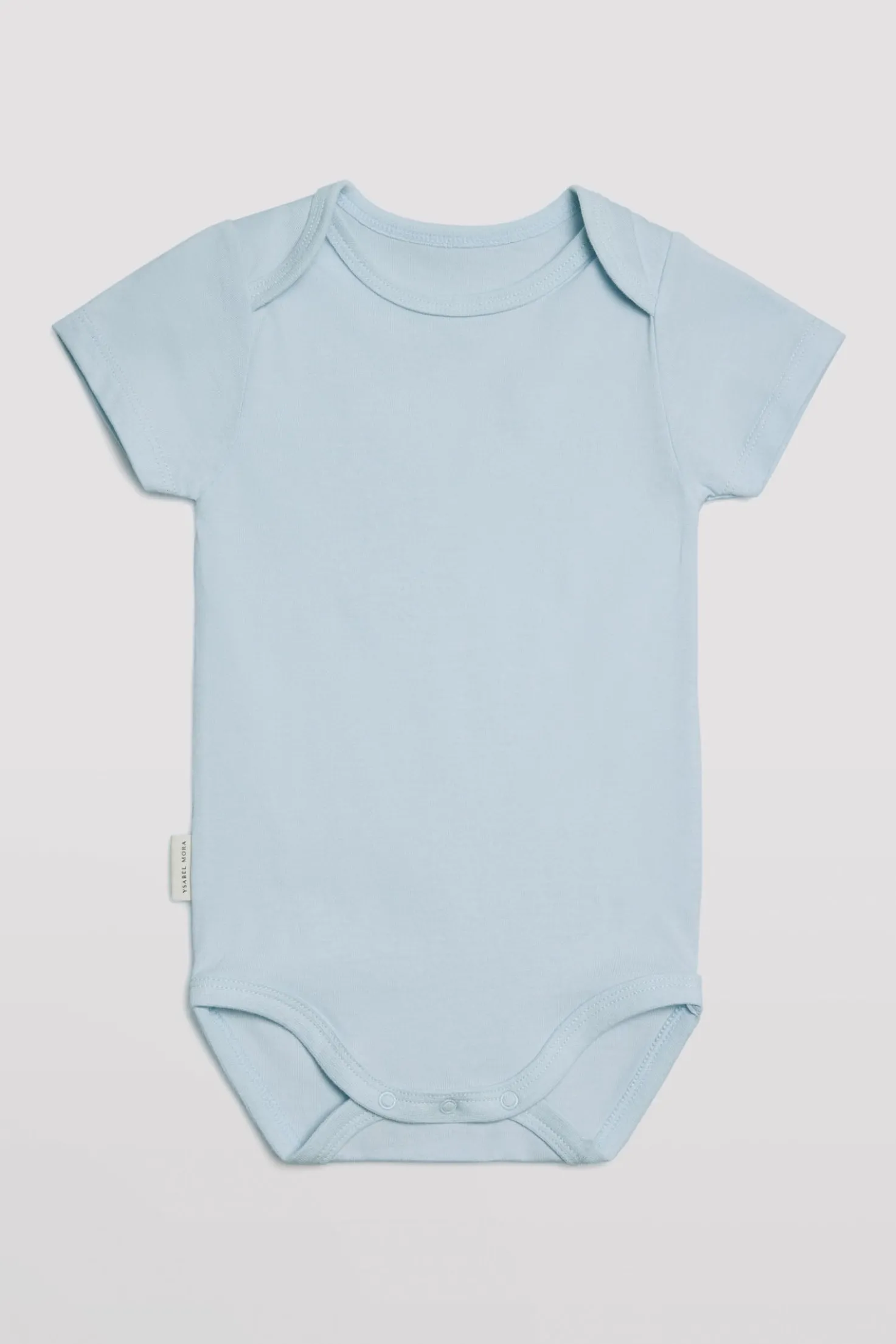 Body bebé básico manga corta solapas celeste