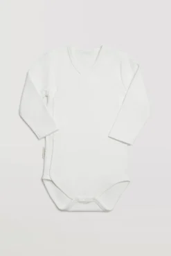 Body bebé básico manga larga cruzado blanco