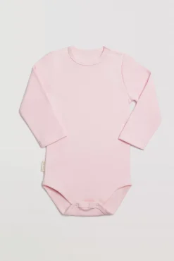 Body bebé básico manga larga rosa