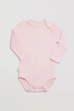 Body bebé básico manga larga solapas rosa