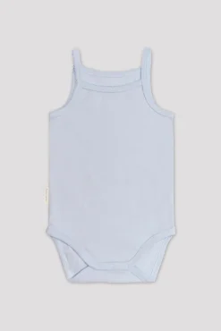 Body bebé básico tirantes finos celeste