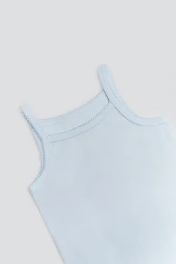 Body bebé básico tirantes finos celeste