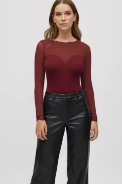 Body lencero manga larga espalda abierta granate