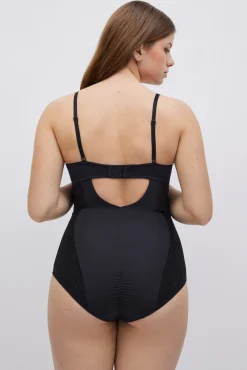 Body reductor encaje media compresión copa C negro