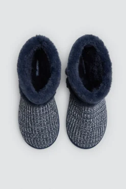 Botas de casa con comnbinación tejido de punto y pelo