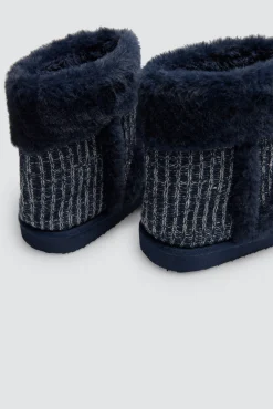 Botas de casa con comnbinación tejido de punto y pelo