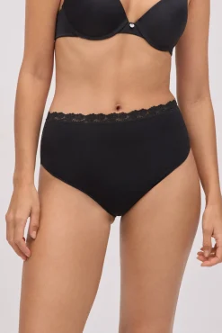 Braga alta algodón con encaje negro