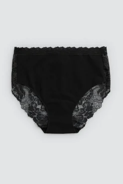 Braga alta algodón con encaje negro