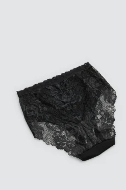 Braga alta algodón con encaje negro