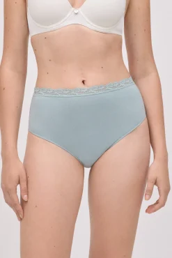 Braga alta algodón con encaje verde