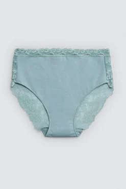 Braga alta algodón con encaje verde