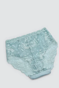 Braga alta algodón con encaje verde