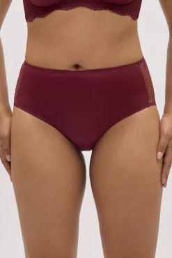 Braga alta de encaje granate