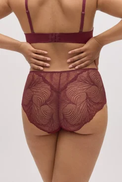 Braga alta de encaje granate