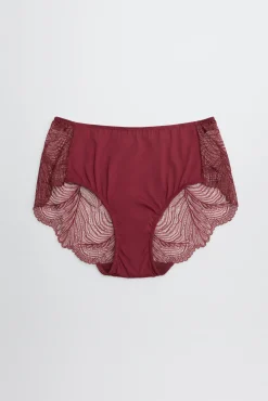 Braga alta de encaje granate