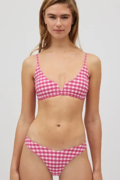 Braga bikini brasileña vichy con textura rosa