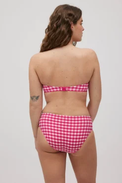 Braga bikini midi vichy con textura rosa