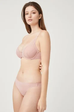 Braga brasileña invisible con encaje rosa