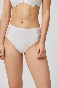 Braga maxi invisible con encaje marfil