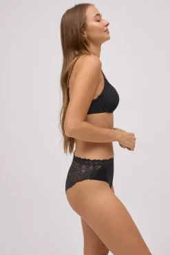 Braga midi algodón con encaje negro