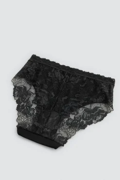 Braga midi algodón con encaje negro